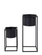 House Nordic Mette - Flowerpots, Steel, Black, Set Of 2 Svart