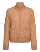 Selected Femme Slfsia Ras Ls Knit Zipper Cardigan Noos Beige