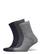 Mp Denmark Fine Wool Rib Socks - 3-Pack Grå