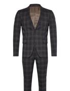 Lindbergh Checked Stretch Suit Brun