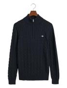 GANT Cotton Cable Half Zip Marinblå