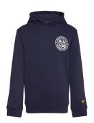 Lyle & Scott Football Logo Hoodie Marinblå