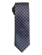 AN IVY Navy Woven Flower Silk Tie Marinblå