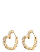 LUV AJ Diamond Heart Bijoux Hoops- Gold Guld