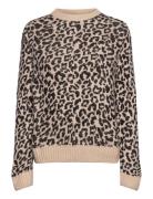 Mango Leopard-Print Sweater With Contrasting Trims Beige