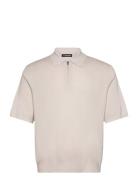 J. Lindeberg Tyler Quarter Zip Knit Polo Beige