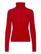 Polo Ralph Lauren Wool-Cashmere Cable Turtleneck Sweater Röd