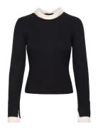 French Connection Melody Pleated Bow Ls Top Svart