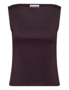 Weekday Annie Boatneck Sleeveless Top Burgundy