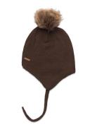 Minymo Hat W. Detachable Fake Fur Brun