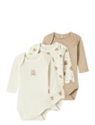 Name It Nbnbody 3P Ls Jet Stream Bear Noos Beige