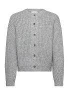 Mango Ribbed Knitted Cardigan With Buttons Grå
