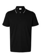 Selected Homme Slhfave Sport Zip Ss Polo Noos Svart