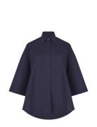 French Connection Rhodes Poplin Ss Popover Marinblå