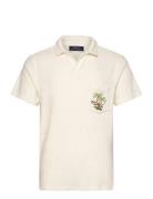 Polo Ralph Lauren Custom Slim Embroidered Terry Polo Shirt Kräm