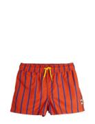 Mini Rodini Vertical Stripe Aop Swim Shorts Röd