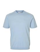 Selected Homme Slhtray Ss Knit Merino Crew Neck Blå