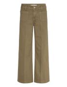 Mango Wide Leg Jeans With Pockets Khaki Green