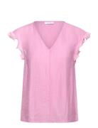 Coster Copenhagen Top With Ruffles In V-Neck Rosa