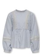 Kids Only Kogmonica Ane L/S Emb Top Wvn Blå