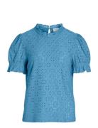Vila Vikawa S/S Flounce Top/Su - Noos Blå