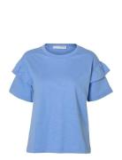 Selected Femme Slfrylie Ss Florence Tee M Noos Blå