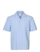 Selected Homme Slhrelaxnew-Linen Shirt Ss Resort Blå