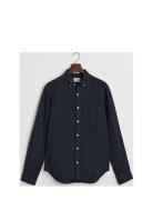 GANT Reg Gmnt Dyed Linen Shirt Marinblå