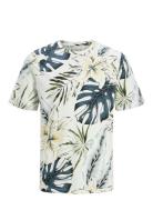 Jack & J S Jjhawaii Aop Tee Ss Crew Neck Blå