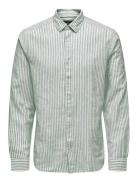 ONLY & SONS Onscaiden Ls Stripe Linen Shirt 6601Noos Grön