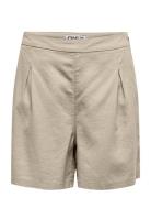 ONLY Onlcaro Hw Linen Bl Pleat Shorts Cc Pnt Beige