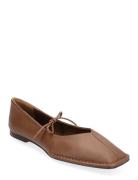 ALOHAS Sway Black Leather Ballet Flats Brun