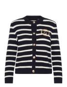 GANT Striped Cotton Knit Jacket Marinblå