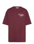 Mango Printed Cotton-Blend T-Shirt Burgundy