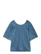 Vero Moda Vmtrille Ss Stried Tie Shirt Blå