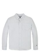 Tommy Hilfiger Linen Blend Striped Shirt Ls Blå