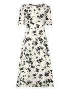 Lauren Ralph Lauren Floral Stretch Cotton Midi Dress Kräm