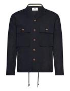 Anerkjendt Akotto Cot/Linen Overshirt Marinblå