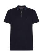 Tommy Hilfiger Mercerised Pique Zip Reg Polo Marinblå