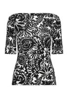 Lauren Ralph Lauren Floral Stretch Cotton Boatneck Tee Svart