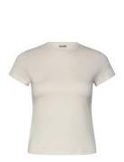 Weekday Slim Short-Sleeved Cotton T-Shirt Kräm