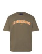 Lindbergh Over Logo Tee Khaki Green