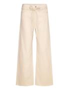 Monki Loose Tie Waist Twill Trousers Kräm