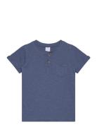 Lindex Top Ss Essentials W Placket Blå