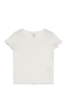 Lindex Top Ss Rib With Frill Edges Ba Vit