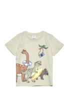 Lindex Top Ss Dinos Summer Front Khaki Green