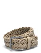 Lauren Ralph Lauren Braided Vachetta Leather Belt Beige