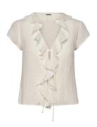 Weekday Frilled Tie-Front Top Vit