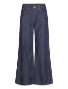 Mango Wideleg Mid-Rise Jeans Marinblå