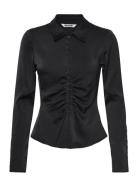 Weekday Long-Sleeved Fitted Satin Shirt Svart